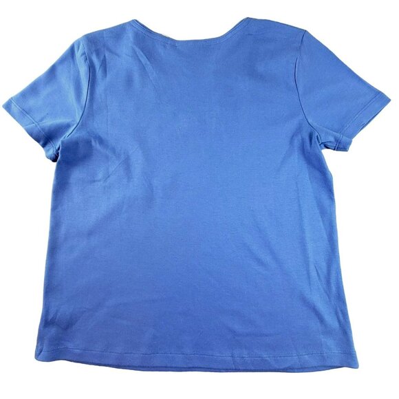 Rebecca Malone Women's Blue Top Decorative Detail size Petite Medium NWT  JH1463 - Picture 2 of 4